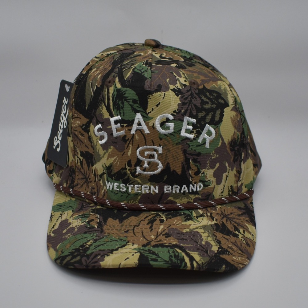 Seager Western Brand Camo Rope Adjustable Snapback Hat Cap Brown/Green NWT NEW